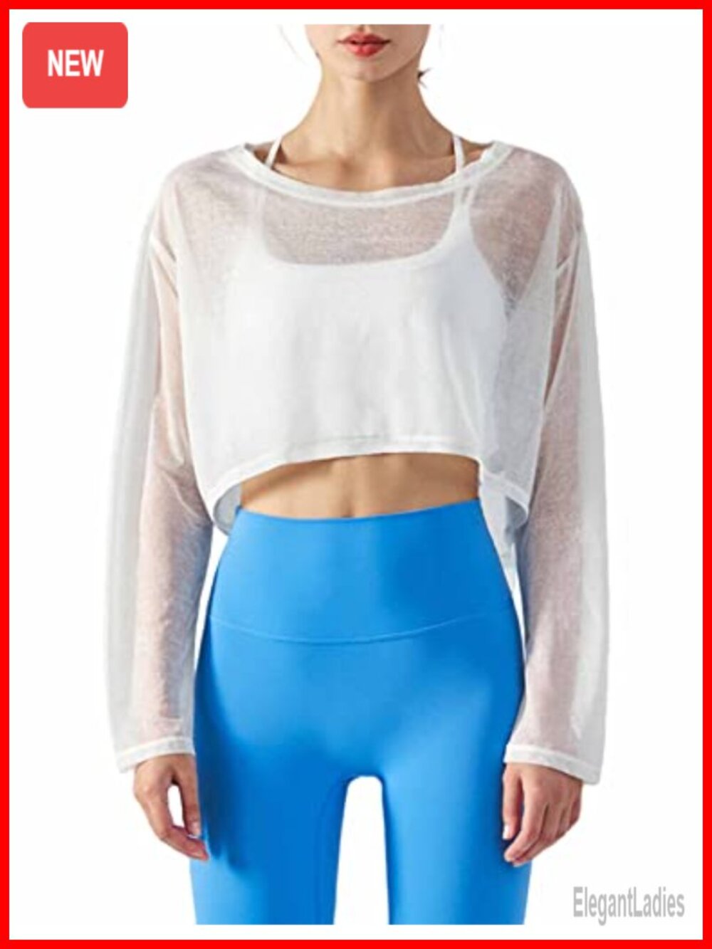 Womens UPF 50+ Sun Shirt Mesh Crop Top Lightweight Long Sleeve Workout Yoga